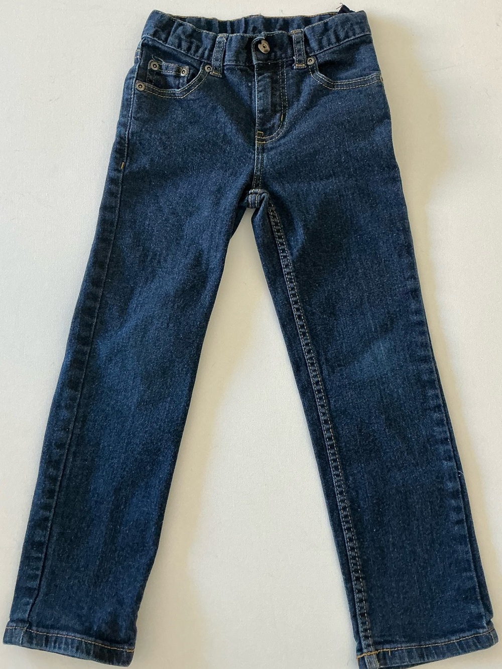 Faded Glory Girls Size 6R Dark Wash Stretch Straight Leg Jeans Adjustable Waist